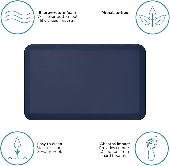 NewLife by GelPro Anti-Fatigue Designer Comfort Kitchen Floor Mat, 20x32”, Tweed Hydrangea Stain Resistant Surface with 3/4” Thick Ergo-foam Core for Health and Wellness