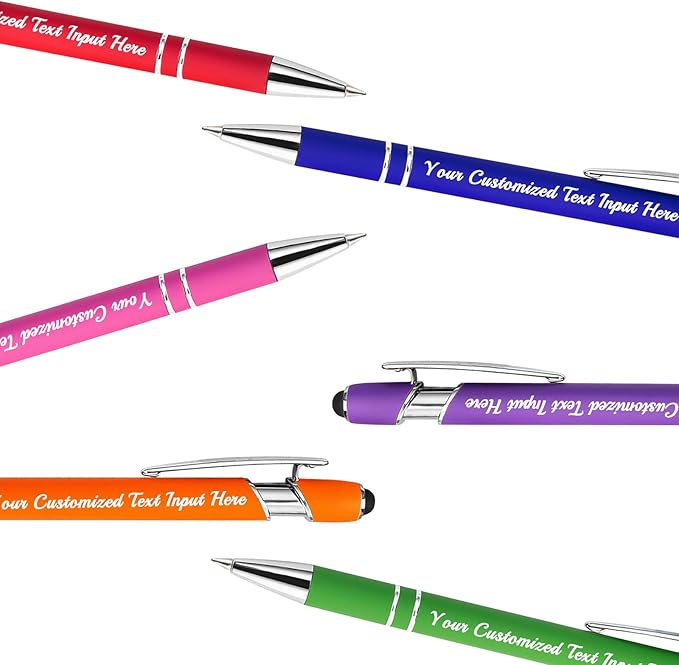 50-500 Pcs Personalized Ballpoint Pen Custom Pens Free Engraved Bulk with Name Logo Soft Black Ink Stylus with Touch Metal Office Gift for Anniversaries Graduations Birthdays