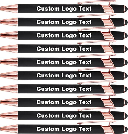Custom Engraved Ballpoint Pens Bulk, Personalized with Name/Logo, Black or Blue Ink, Smooth Writing for Office, School, Business, Church, Reunion Black 50 Pcs