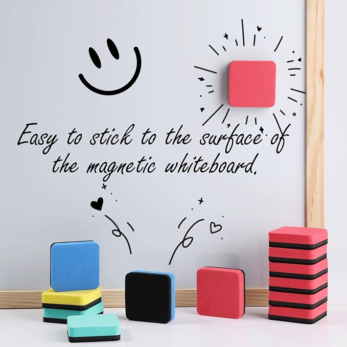 XKDOUS 35 Pack Dry Erase Eraser, Magnetic Whiteboard Eraser Bulk, Small White Board Eraser for Kids, Dry Erase Board Eraser, Mini Dry Erase Erasers Perfect for Classroom(4 Color Set, 2 x 2 Inch)