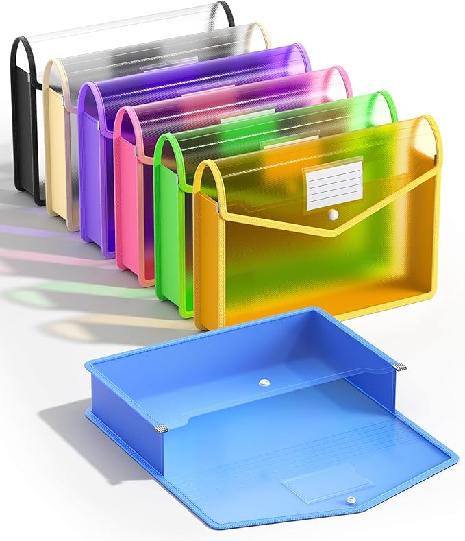 7 Pack B4 Plastic File Folders, Waterproof Transparent Expandable File Folder, Expanding File Folder Plastic File Folders, Portable Large Capacity B4 File Wallet for Office/Business/School