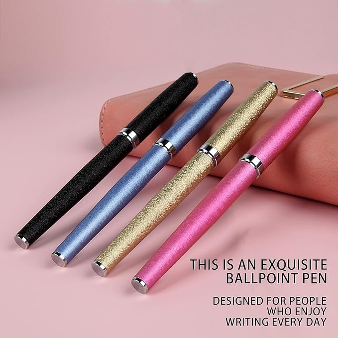 Nice pens,luxury pen with cace,fancy pens Ballpoint Pen Smooth writing experience stylish design effortless writing executive pen-Gift Box with 0.5mm Black Extra 2 Refill (Gold)