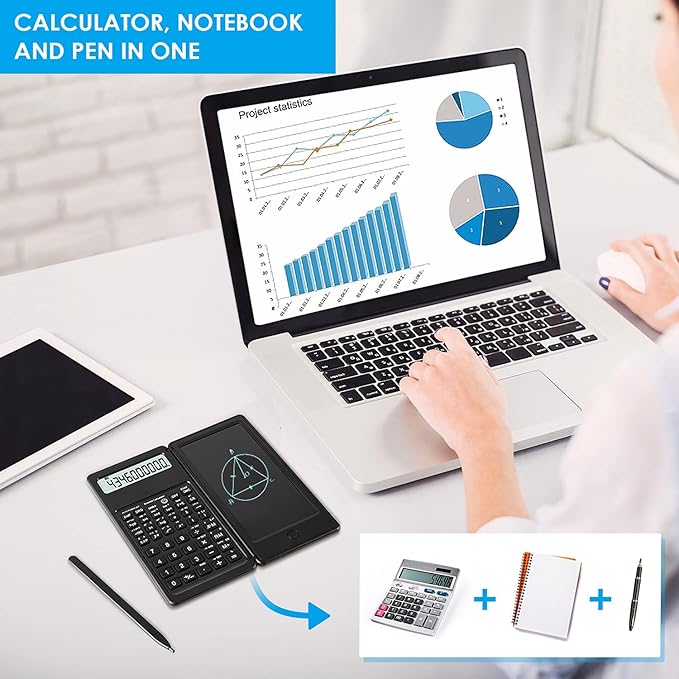 Scientific Calculators for Students, 10-Digit Large Screen, Math Calculator with Notepad, Classroom Must Haves for Middle High School Supplies & College (Black)