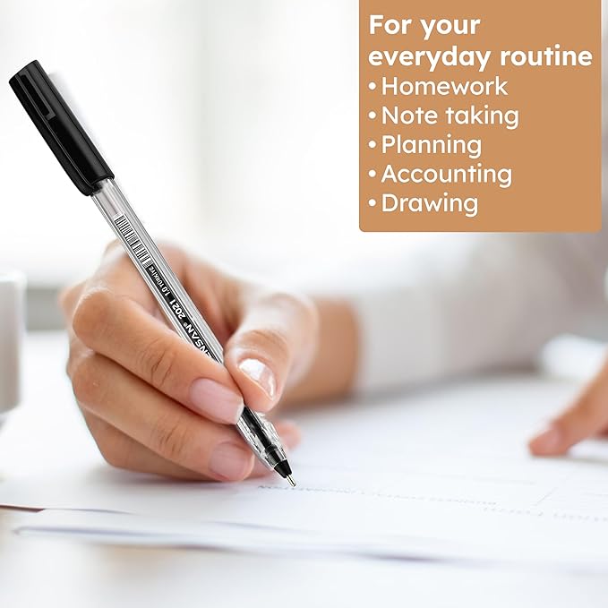 Black Ballpoint Pens,1.0 mm Medium Point, Black Pens, Ergonomic Triangle Grip, Smooth Writing, 150-Count Pack of Bulk Pens