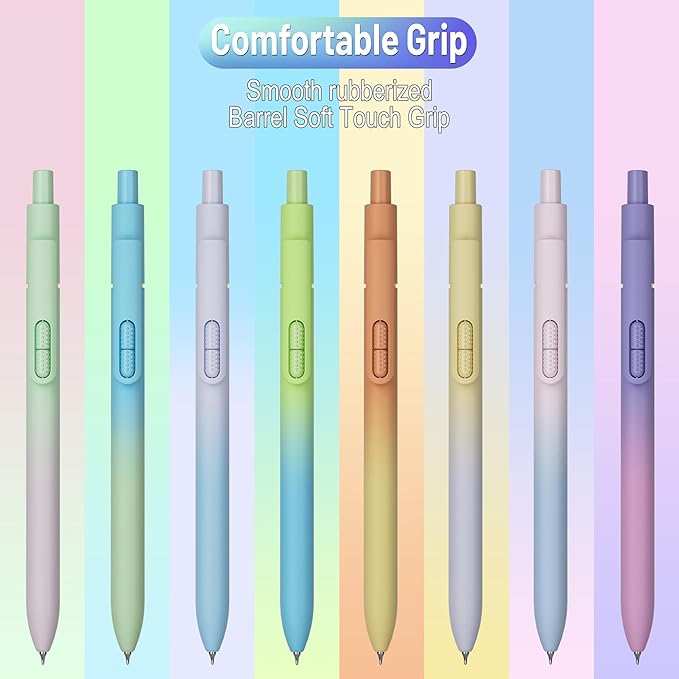 inkipen- 8 Pack Pens, Gel pens Black Ink, Fine Point(0.5mm),Quick-Drying Smooth Writing,School and Office Supplies
