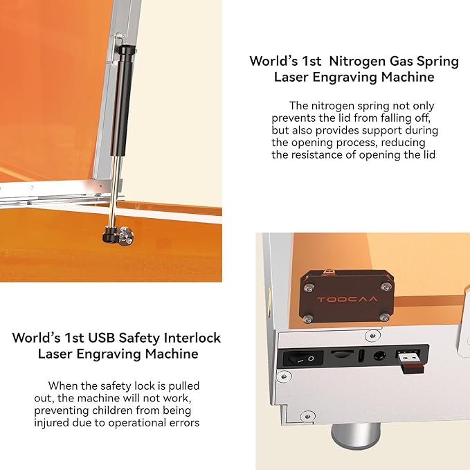 TOOCAA 40W Laser Engraver and Cutter Machine with No-Charge Software Air Assist,22" x 22" Bed Size, Enclosed Laser Engraver Cutting Machine for Tumblers Wood Metal Acrylic Leather