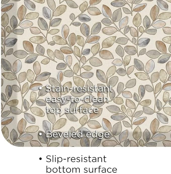 GelPro Designer Comfort Cushioned Anti-Fatigue Standing Kitchen Floor Mat, Padded Stain-Resistant, Waterproof, Non-Slip Comfort Padded Desk/Office Mat, Orchard Almond Kitchen Mat 20x72