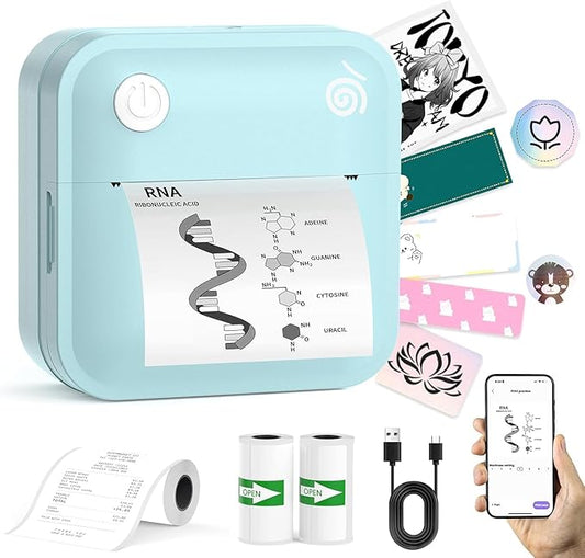 Upgraded Bluetooth Label Maker Machine - Portable Mini Thermal Sticker Printer Supports 14 Different Label Sizes with 300 DPI Inkless Tech Suitable for Home,Office,School Storage and Signage (Blue)