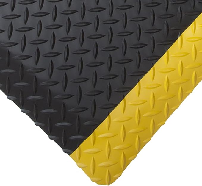 Rhino Mats, American Classic Diamond Anti-Fatigue Mats, Industrial Ergonomic Comfort Standing Mat for Work, Home, Garage, Office, Kitchen or Anywhere (Black/Yellow 1" Thick, 2 FT. x 10 FT.)