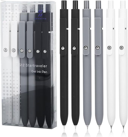 Ddaowanx Gel Pens, 0.5mm Fine Point Quick Dry Black Ink Pens Retractable, Nursing School Essentials,School Supplies, Gifts for Women (6Pcs-Black Ink)
