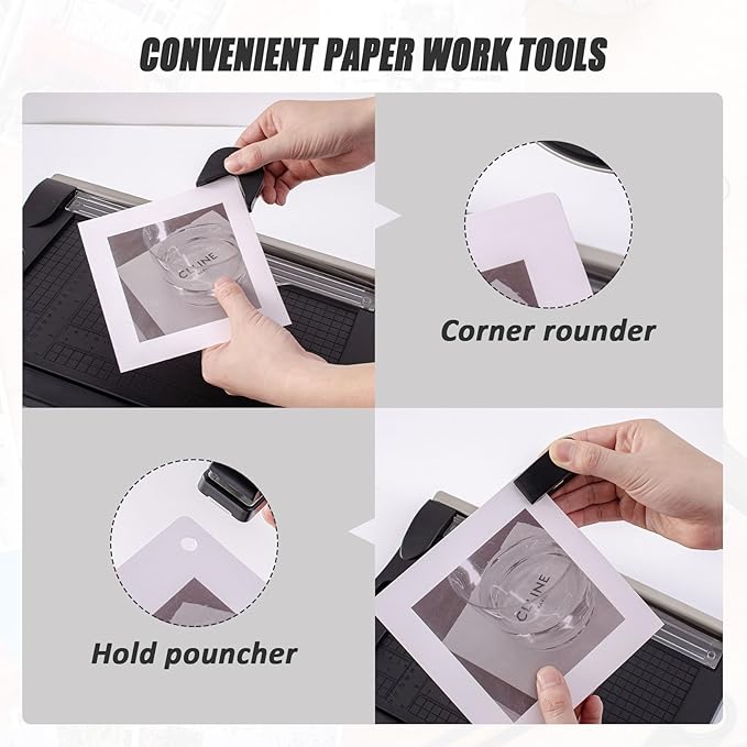 TIANSE Paper Cutter 3 in 1 Paper Trimmer Guillotine with Safety Blade Lock 5 to 10 Sheet Capacity Paper Cutting Board for Home Office School