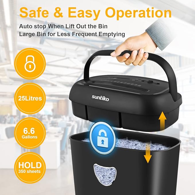 Paper Shredder, 14 Sheet Cross Cut, 6.6 Gallon Basket, P-4 Security Level, 3 Mode Design - Jam Proof Heavy Duty Shredder for Home and Office