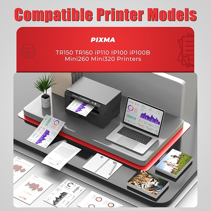 PGI-35 CLI-36 Ink Cartridges PIXMA TR150 PIXMA TR160 PIXMA iP110 PIXMA iP100 Compatible with Canon 35 36 Ink Cartridges Compatible for PIXMA TR150 TR160 iP110 iP100 TR 150 Printers (2-Black, 1-Color)