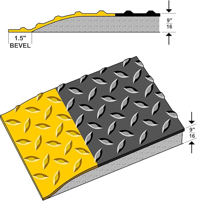 Rhino Mats, American Classic Diamond Anti-Fatigue Mats, Industrial Ergonomic Comfort Standing Mat for Work, Home, Garage, Office, Kitchen or Anywhere (Black/Yellow 9/16" Thick, 3 FT. x 16 FT.)