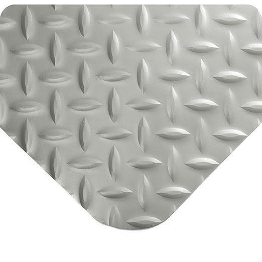 Wearwell 414.1516x3x6GY Diamond-Plate SpongeCote UltraSoft Mat, 6' Length x 3' Width x 15/16" Thick, Gray