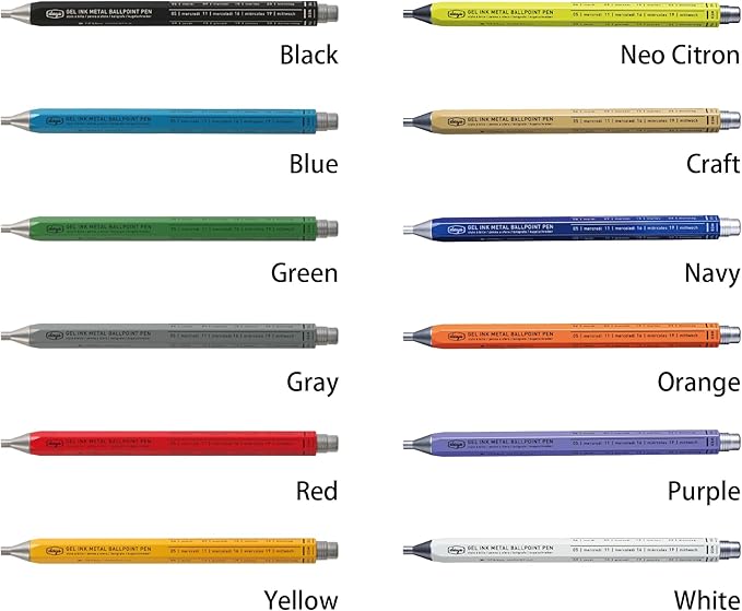 MARK'STYLE days, Gel Ink Metal Ballpoint Pen - 0.5mm Retractable Black Ink, Retro styling Light Weigh Pen, Made in Japan- Perfect for School, Office, and Journaling (Craft)