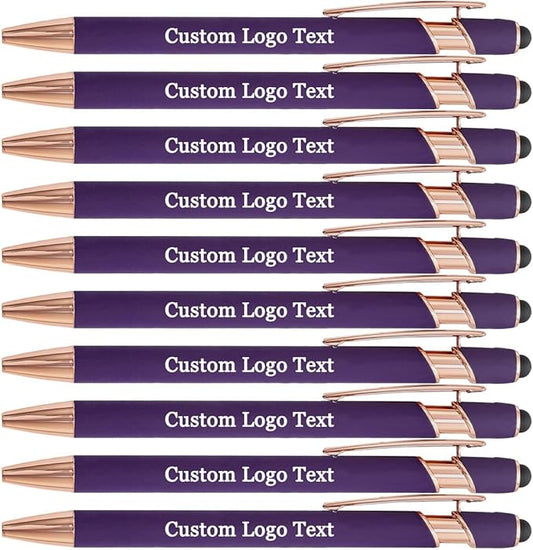 Custom Engraved Ballpoint Pens Bulk, Personalized with Name/Logo, Black or Blue Ink, Smooth Writing for Office, School, Business, Church, Reunion Purple 20 Pcs