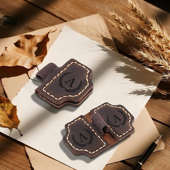 Personalized Magnetic Leather Bookmark with Pen Holder - 26 Letters Custom Book Mark with Name Initial Engraved Book Marker for Readers, Book Lovers, Travelers - Gift for Women & Men(Light Brown，B