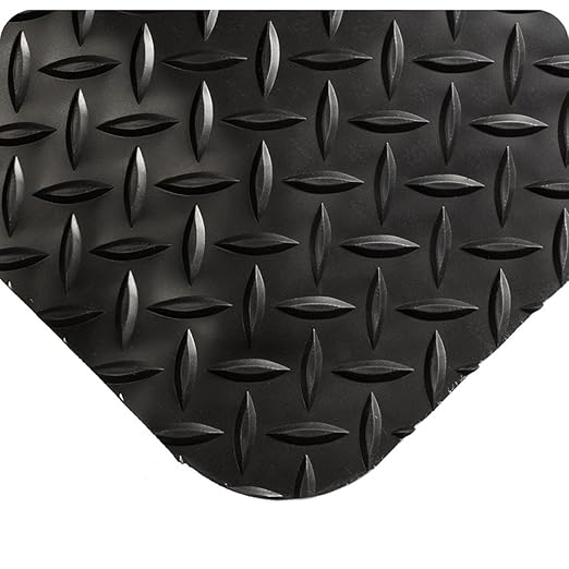 Wearwell 414.1516x5x5BK Diamond-Plate SpongeCote UltraSoft Mat, 5' Length x 5' Width x 15/16" Thick, Black