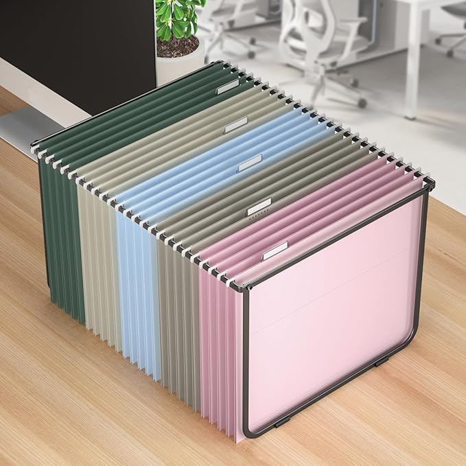 Hanging File Folders Letter Size, 25 Pack File Organizer Folders, 1/5-Cut Tabs with Hanging File Folder Frame, Heavy Duty No Extension, Stay Organized for Your Home and Office Bulk File