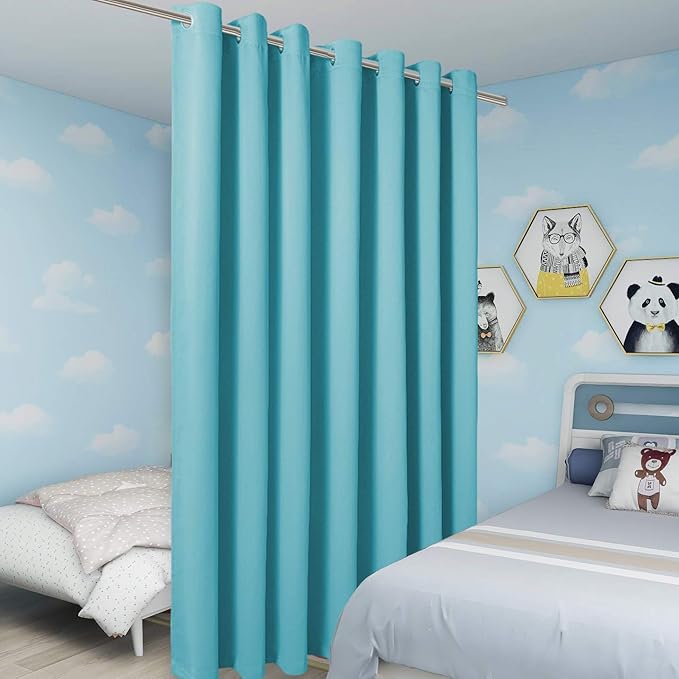 BONZER Extra Wide Room Divider Curtain Total Privacy Wall Noise Reducing Blackout Curtains for Apartment, Studio, 108L x 120W Inch (9L x 10W ft), 1 Panel, Teal