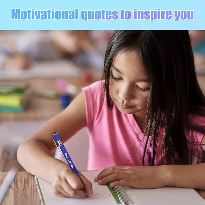50 Pcs Inspirational Pens - Motivational Ballpoint Pens Bulk with quotes Stylus Tip Gifts for School Coworkers Office Supplies Black Ink