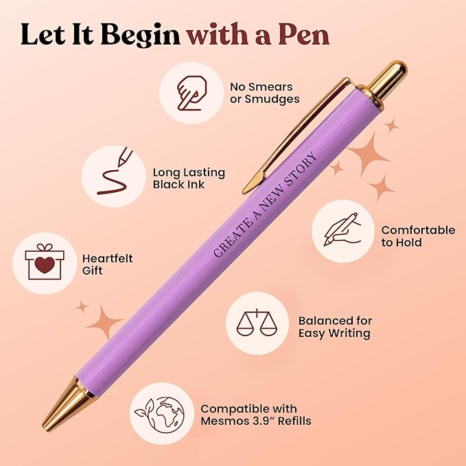 MESMOS New Beginnings Gifts for Women, 3pk Fancy Ballpoint Pen Set, Divorce Going Away Break Up Farewell Gifts for Women Friends and Coworkers