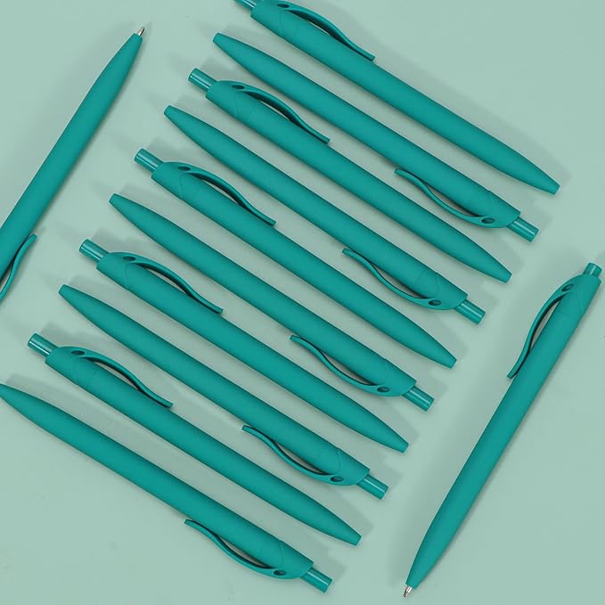 deegtran Pens Bulk, 200 Pack No Bleed Teal Blue Barrel Click Pens, Wholesale Retractable Ballpoint Pens, Pen Medium Point, Smooth Ink Pens, 1.0MM Black Ink