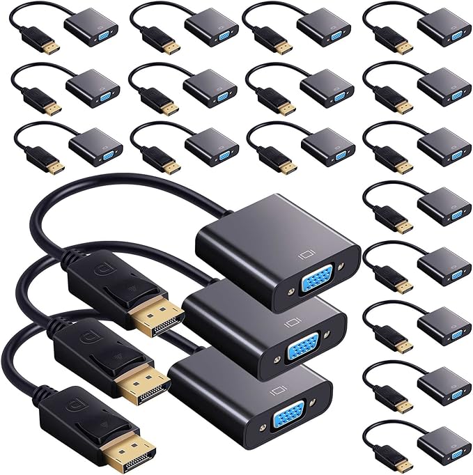 Yunsailing 10 Pack DisplayPort to VGA Adapters Gold Plated Compatible with Laptop Monitor PC Projector