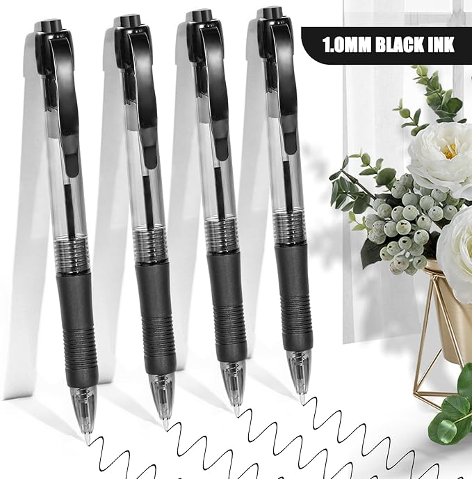 deegtran Pens Bulk, 100 Pack No Bleed Black Ink Click Pens with Soft Grip, Wholesale Retractable Ballpoint Pens for Office School, Medium Point Smooth 1.0MM