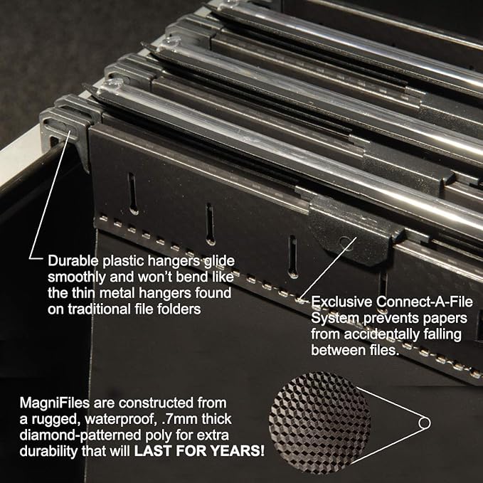 Ultimate Office MagniFile Hanging File Folders (Black, 2" Box Base, Set 2)