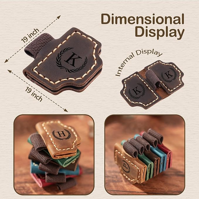 Personalized Magnetic Leather Bookmark with Pen Holder - 26 Letters Custom Book Mark with Name Initial Engraved Book Marker for Readers, Book Lovers, Travelers - Gift for Women & Men(Light Brown，W