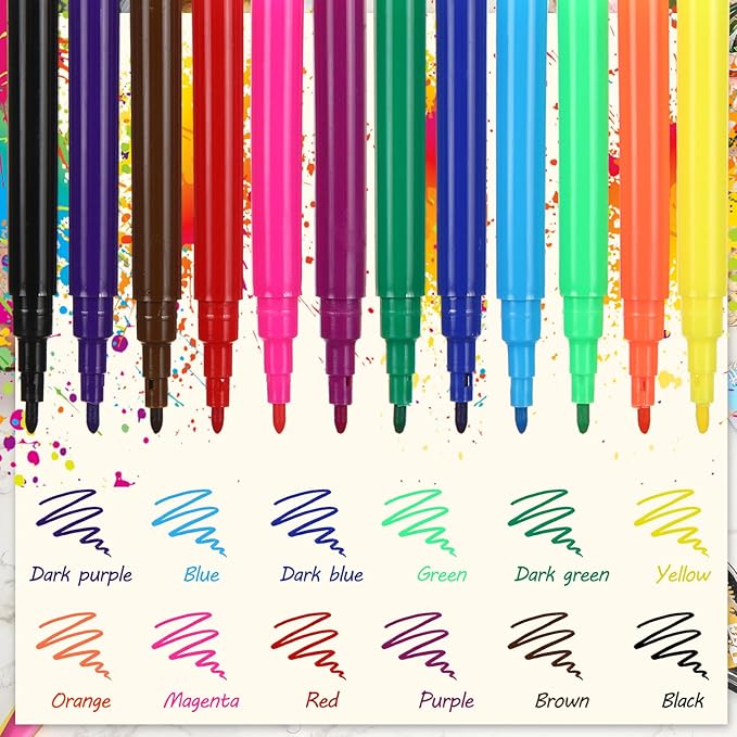 576 Pcs Mini Markers Colored Pen 3.4 Inch Vibrant Colors Portable Short Colored Markers Assorted Multicolor Watercolor Marker Pen for Kids and Adult Glass Office School Supplies (12 Colors)