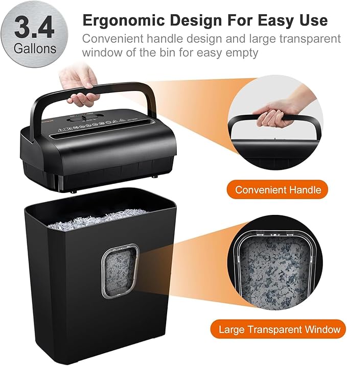 Bonsaii 6-Sheet Micro-Cut Shredder, P-4 High Security, Shreds Credit Cards/Staples/Clips, 3.4 Gal Transparent Window Bin, Black