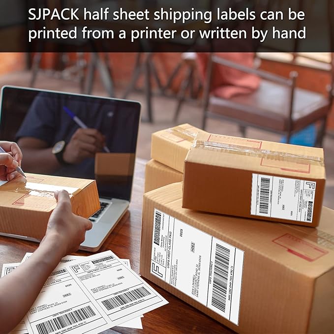 6000 Half Sheet Laser/Ink Jet Shipping Labels Mailing Blank White Labels