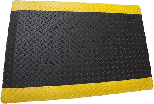 Rhino Mats, American Classic Diamond Anti-Fatigue Mats, Industrial Ergonomic Comfort Standing Mat for Work, Home, Garage, Office, Kitchen or Anywhere (Black/Yellow 9/16" Thick, 4 FT. x 19 FT.)