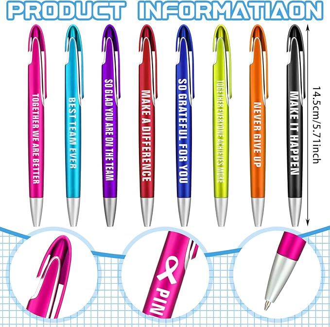 Lincia 100 Pcs Employee Appreciation Ballpoint Pens Bulk Retractable Medium Point Pens with Black Ink Inspiration Thank You Gifts for Teacher, Back to School, Christmas