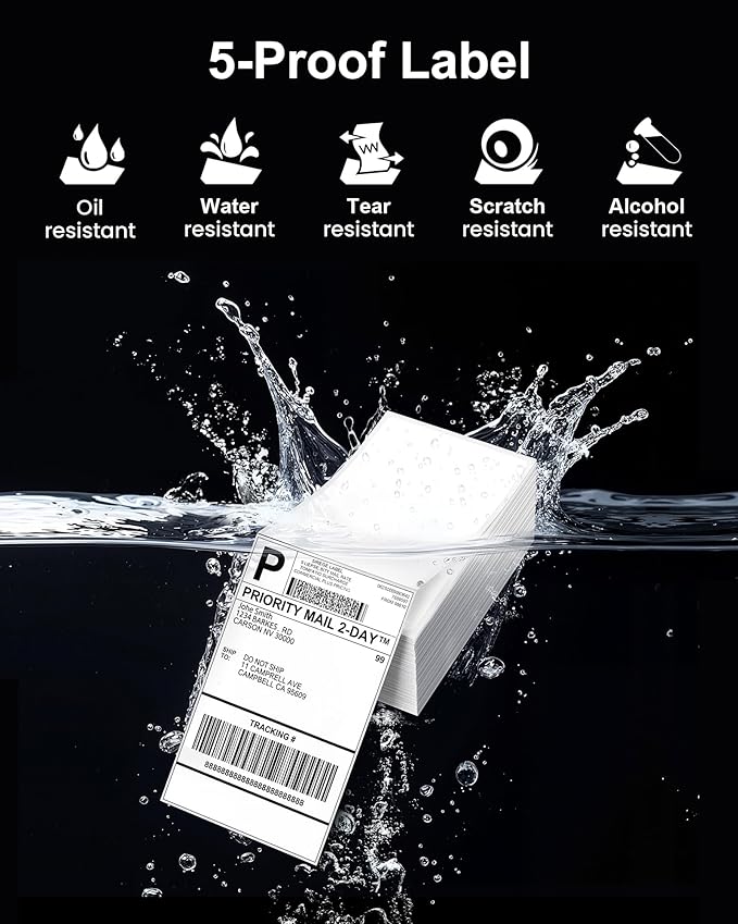 Phomemo 4x6 Thermal Label Printer Paper - 500 PCS Rose 4"x6" Fan-Fold Shipping Supplies Labels - Water/Oilproof Label Stickers - Permanent Adhesive Mailing Labels Paper for Thermal Printer