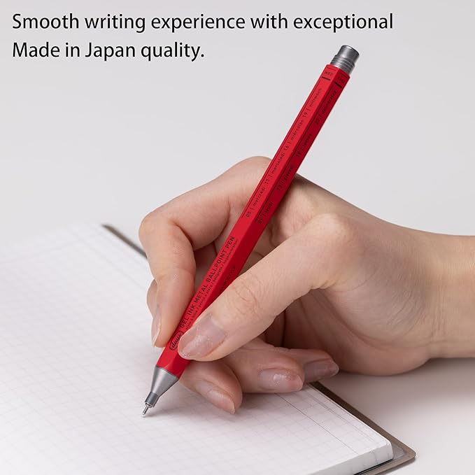 MARK'STYLE days, Gel Ink Metal Ballpoint Pen - 0.5mm Retractable Black Ink, Retro styling Light Weigh Pen, Made in Japan- Perfect for School, Office, and Journaling (Neo Citron)