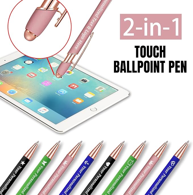 STREADVE 500 Personalized Custom Pens Engraved Writing Pen with Name Logo, Customized Promotional Items Stylus Pen Gifts for Men Women Realtor Nurse Wedding Business, Black