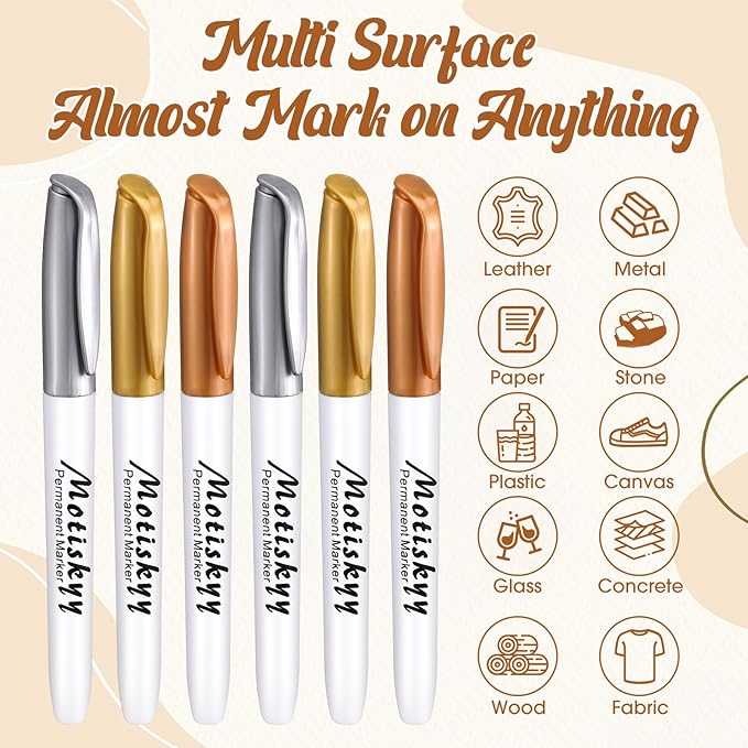 48 Pcs Metallic Permanent Markers Bulk Metallic Marker Pens Medium Tip Quick Dry Paint Pen for Classroom DIY Crafts Artist Illustration Gift Card Making (Gold and Silver)