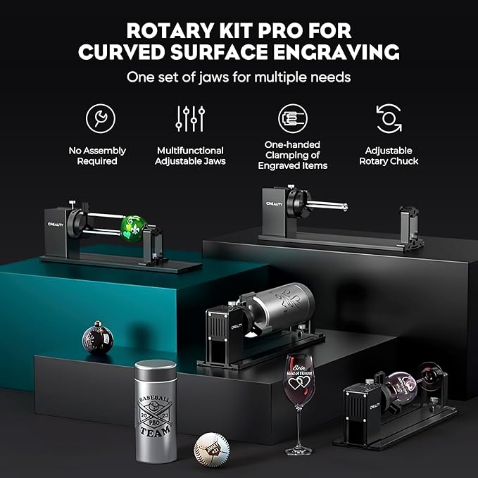 CREALITY FALCON2 22W Laser Engraver Machine with Air Assist and Rotary Roller, 220W High Accuracy Laser Engraver and Cutter Machine for Cylindrical Objects, 25000mm/min Faster Engraving