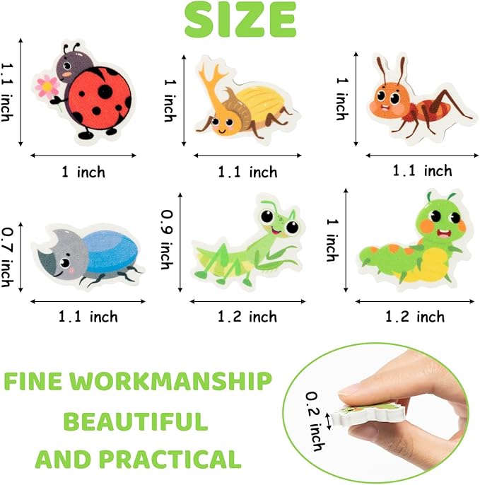 ANGOLIO 60Pcs Mini Eraser for Kids Bulk Insects Assorted Summer Pencil Eraser Cute Puzzle Erasers Desk Pet Classroom Prizes Student Back to School Supplies Homework Rewards Gift Filling Party Favors