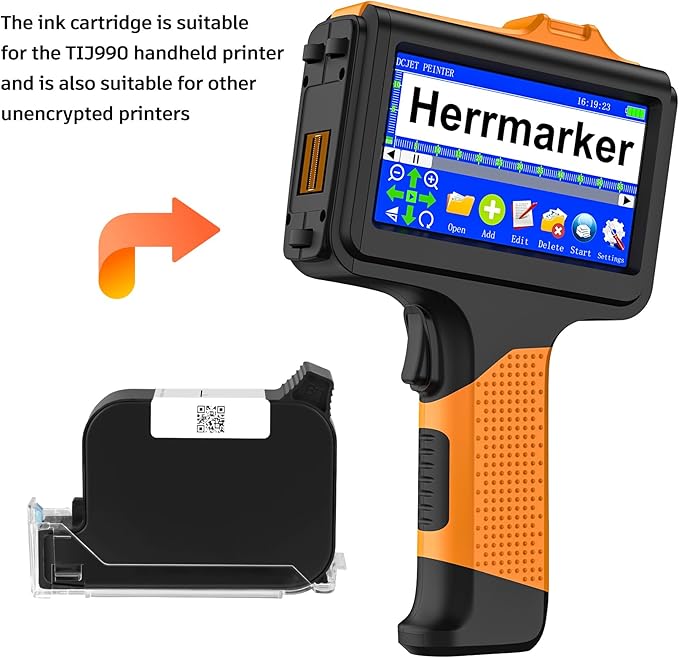 Original New 42ml Quick Dry Ink Cartridge, Replacement Compatible for 0.5inch/12.7mm Handheld Inkjet Printer TIJ314/TIJ990/T1000 (Black)