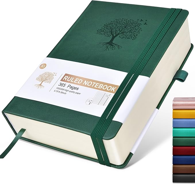 Lined Journal Notebook -365 Pages A5 Thick Journals for Writing Ruled Notebook, Hardcover Leather Journal for Women Men, Daily Journal Notebook for Work, Note Taking, 100Gsm Lined Paper( 5.75'' X