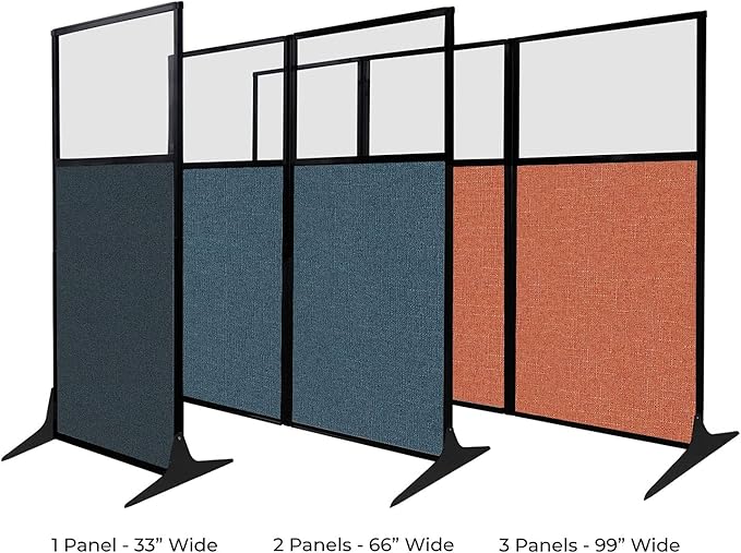 Versare Workstation Partition | Portable Wall Divider | Modern Office Cubicle | Free Standing Privacy Screen | Flexible Work Space | 33" x 70" Papaya Fabric Panels