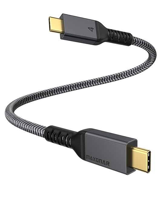 Maxonar [1Ft] Thunderbolt 4 Cable, Short Thunderbolt Cable 40Gbps with 240W Charging and 8K/5K@60Hz Compatible with Thunderbolt 4/3, USB4, and USB C