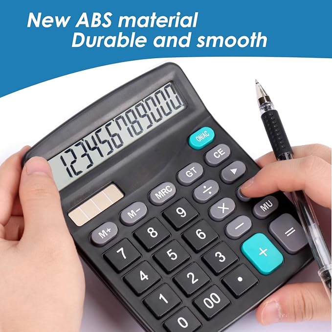 8 Pack Office Calculators Desktop, 12-Digit Solar Basic Desktop Calculator Dual Power Electronic Calculators with Large LCD Display Big Button for Office Home and School