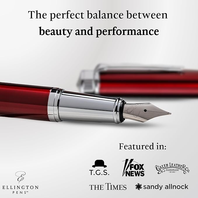 Luxury Fountain Pen Set- Fountain Pens for Writing - Smooth Extra Fine Nib - Includes Refillable Ink Converter, 3 Ink Cartridges [Black & Blue], Gift Box - Elegant Calligraphy