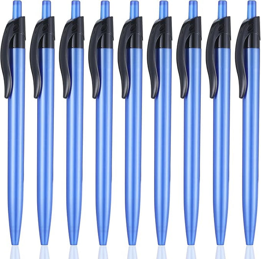 Retractable Blue Ballpoint Pen for Smooth Writing 1.0mm Medium Pack of 100, Click pens with Comfort grip, Idea for Journaling, Planner, Note Taking Office School Supplies